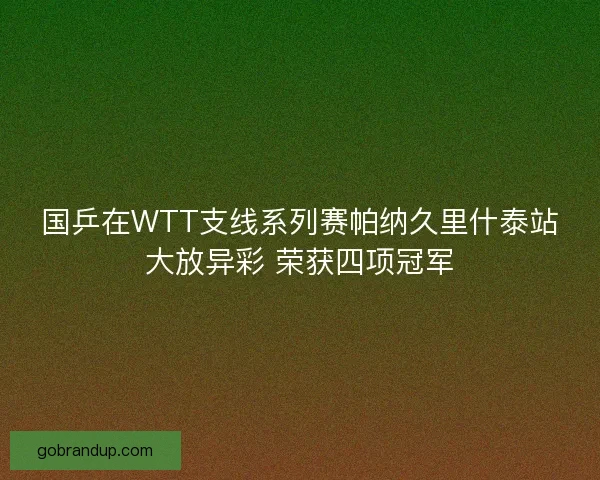 国乒在WTT支线系列赛帕纳久里什泰站大放异彩 荣获四项冠军
